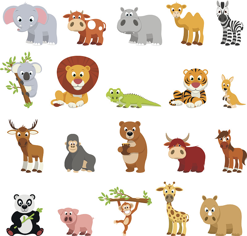 异国情调,动物,幽默,绘画插图,性格,野外动物,卡通,驼鹿,哺乳纲,黑猩猩属