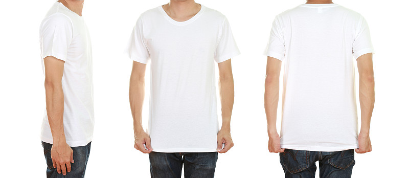 t恤,空白的,男人,正面视角,背面视角,模板,留白,水平画幅,衣服,全景