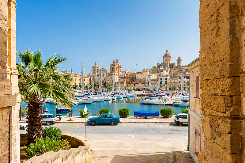 马耳他,游艇码头,街道,岛,马耳他群岛,水,客船,水平画幅,无人