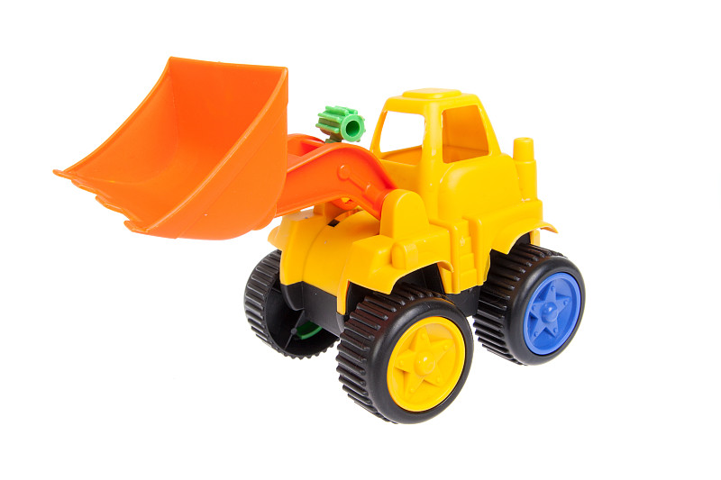 推土机,白色,玩具,分离着色,新的,水平画幅,提举,玩具卡车,堆土机,挖掘机车斗