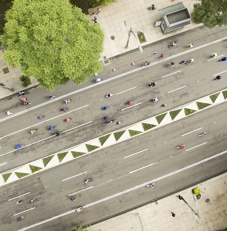骑自行车,街道,人,墨西哥城,广场,行人,无人机,2016,航拍视角,市区路