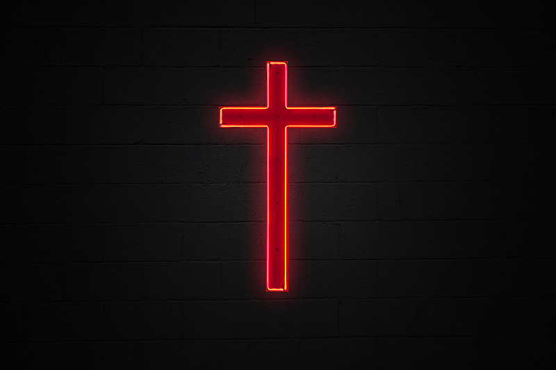 霓虹灯,十字形,耶稣十字架,概念和主题,灵性,灵感,水平画幅,夜晚,无人