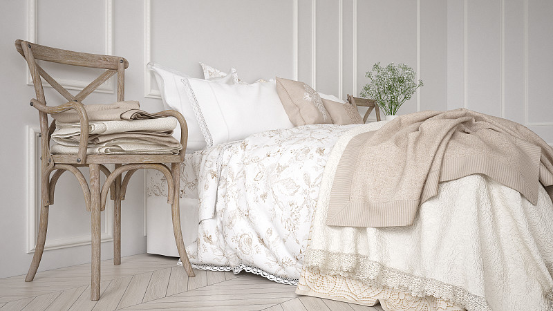 卧室,白色,极简构图,简单,室内设计师,床上用品,毯子,古典风格,鞋带,床