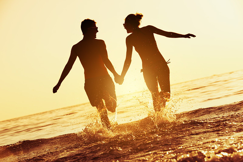 异性恋,海洋,幸福,海滩度假,浪漫,海滩,伴侣,水,天空,沙子