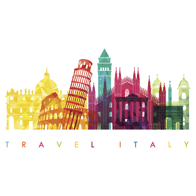 意大利,城市天际线,绘画插图,矢量,背景,华丽的,佛罗伦萨,,米兰,罗马,度假