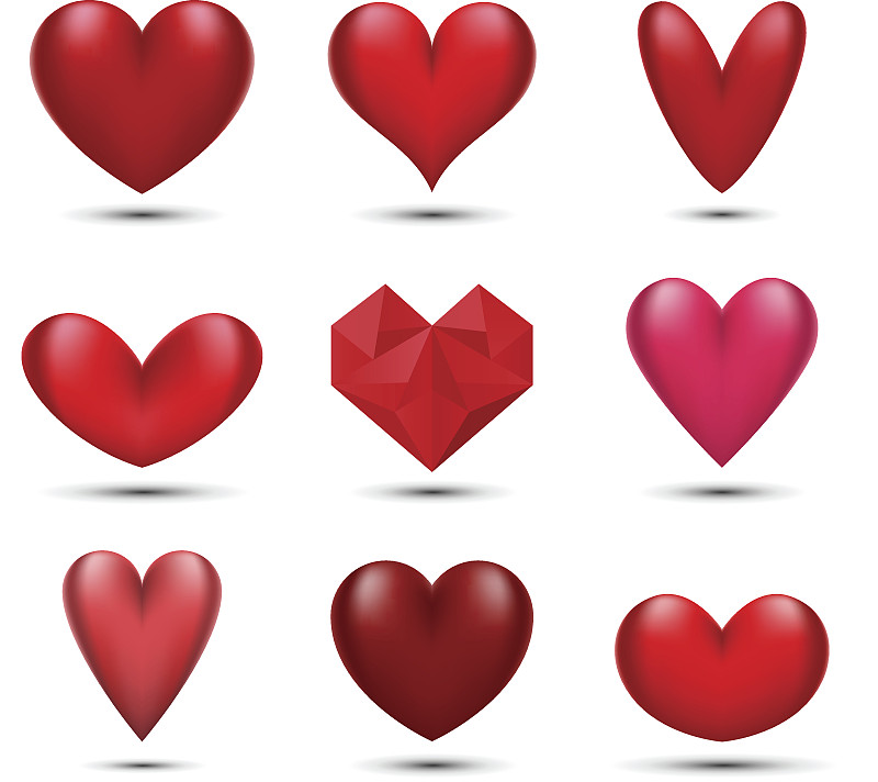 红色,动物心脏,心型,热气球,水平画幅,形状,绘画插图,符号,标签,几何形状
