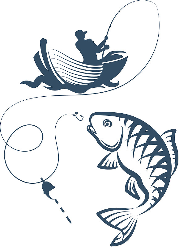 鱼类,渔夫,垂直画幅,水,简易钓鱼,绘画插图,捕捞鱼,夏天,俄罗斯,运动