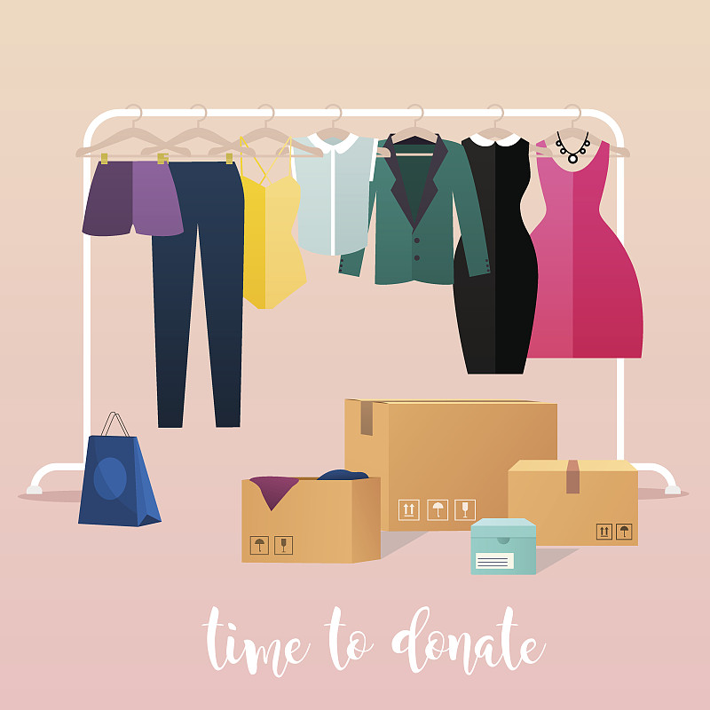 捐款箱,衣服,盒子,充满的,女孩,慈善捐赠,纸板,循环利用,可回收材料,高尔夫球运动