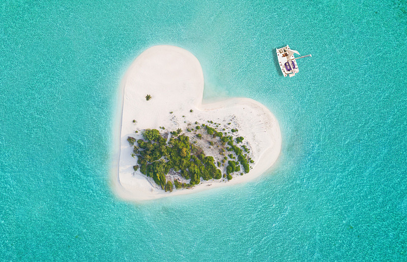 岛,心型,鸡尾酒,双体船,旅游目的地,水平画幅,沙子,印度洋,蓝色,背景分离