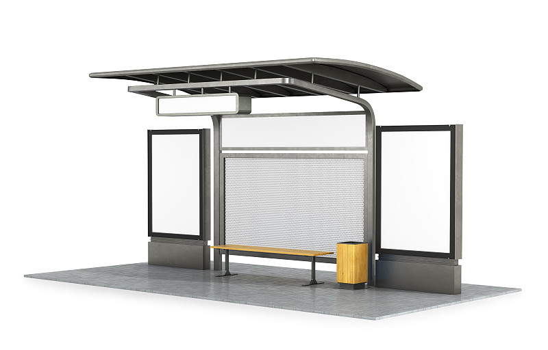 公共汽车站,布告,空白的,合成图像,长椅,座位,水平画幅,无人,绘画插图,塑胶