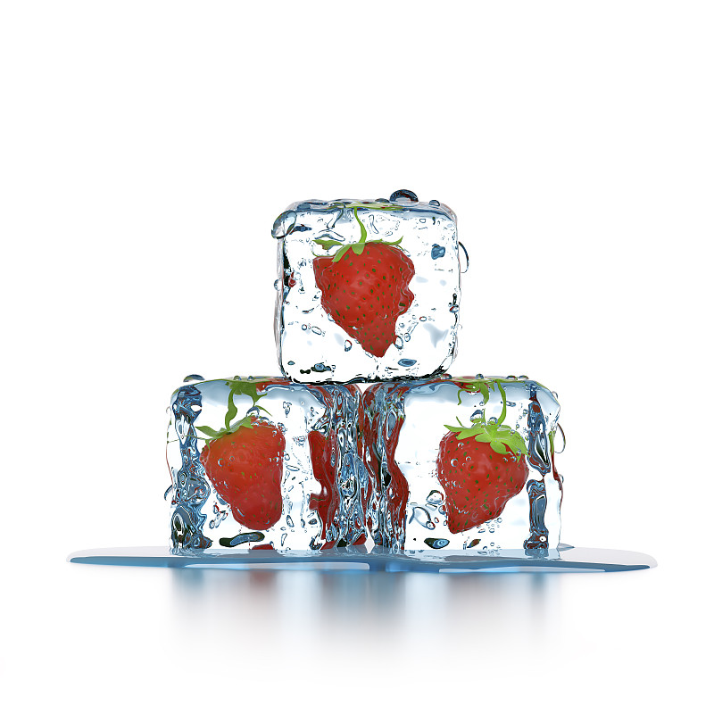 草莓,冰,冰块,冻结的,水果,寒冷,半透明,健康食物,奇异果-水果,水