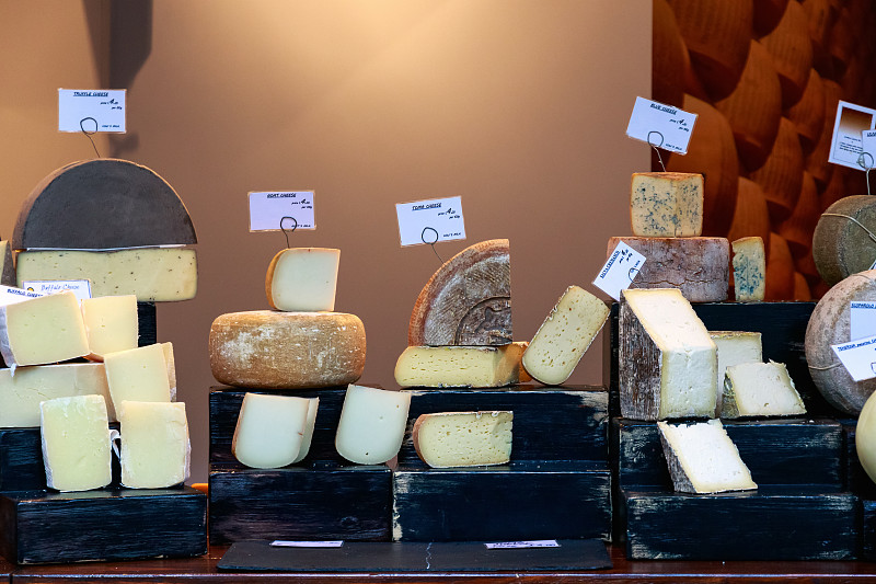 巴罗市场,奶酪,多样,商品,切达干酪,零售展示,高达干酪,蓝纹乳酪,货亭,布里白乳酪