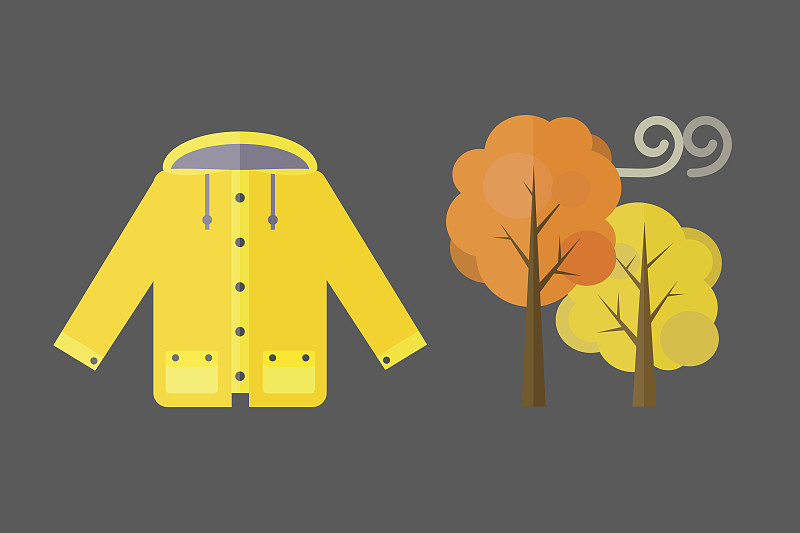 皮大衣,雨衣,绘画插图,叶子,矢量,外套,秋天,衣服,橡树果,红色