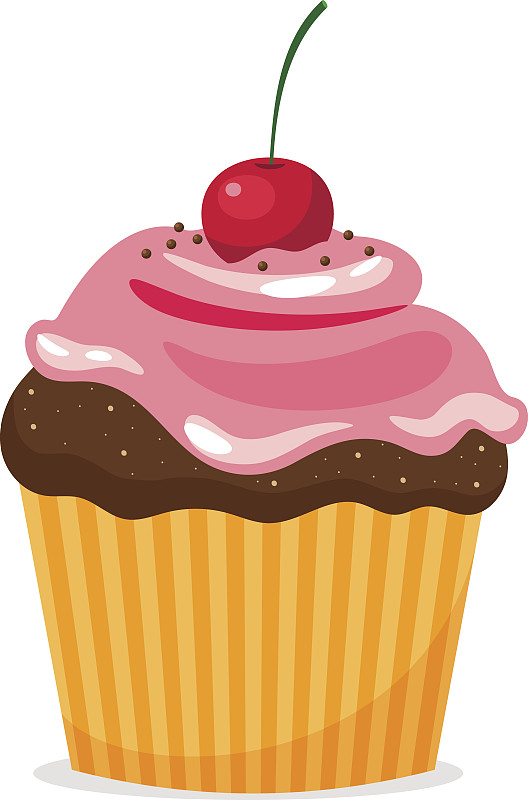 樱桃,奶油,纸杯蛋糕,巧克力,垂直画幅,绘画插图,美,布朗尼,蛋糕,生日