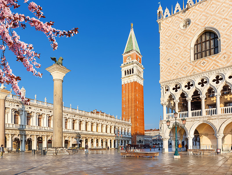 广场,春天,布希曼族,威尼斯,公爵宫总督宫,圣马可大钟塔,钟楼,圣马可广场,国际著名景点