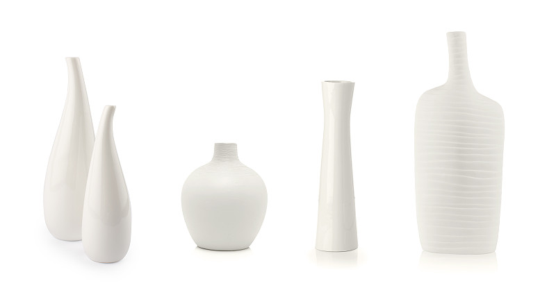 花瓶,白色背景,空的,高雅,背景分离,华贵,生活方式,图像,组物体,装饰物