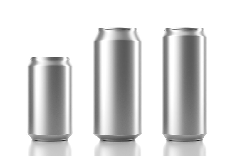 铝,罐子,三个物体,三维图形,个性,水,易拉罐,水平画幅,银色,无人