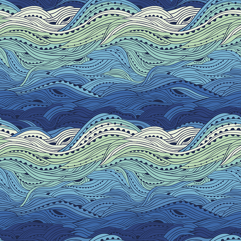 海洋,式样,蓝色,巨大的,花体,漩涡形,波浪,华丽的,纹理效果,纺织品
