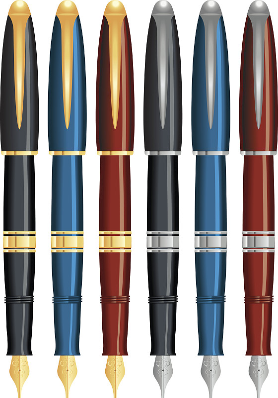 水笔,墨水笔,钢笔尖,喷泉,商务,一个物体,背景分离,华贵,灰色,复古风格