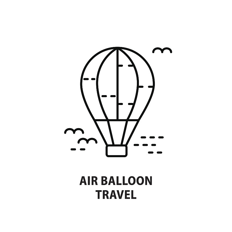 热气球,白色,矢量,品牌名称,分离着色,线条画,细的,生态旅游,轮廓,成组图片