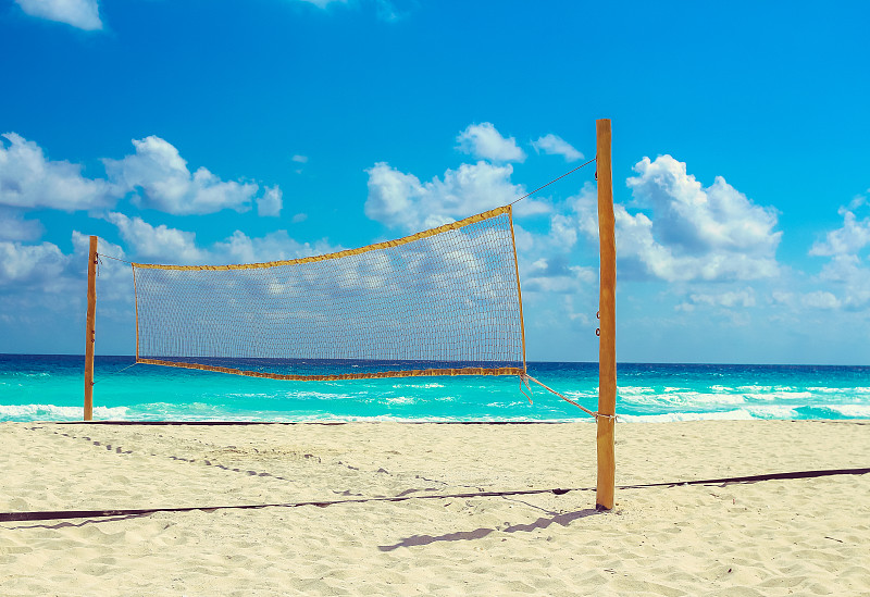 沙滩排球,坎昆,排球运动,美,水平画幅,无人,休闲器具,户外,完美,开着的
