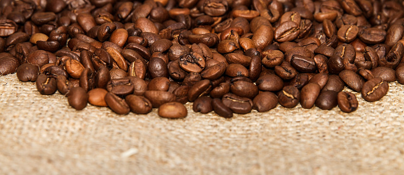 烤的,咖啡豆,大口袋,烤咖啡豆,褐色,咖啡馆,水平画幅,无人,全景,浓咖啡