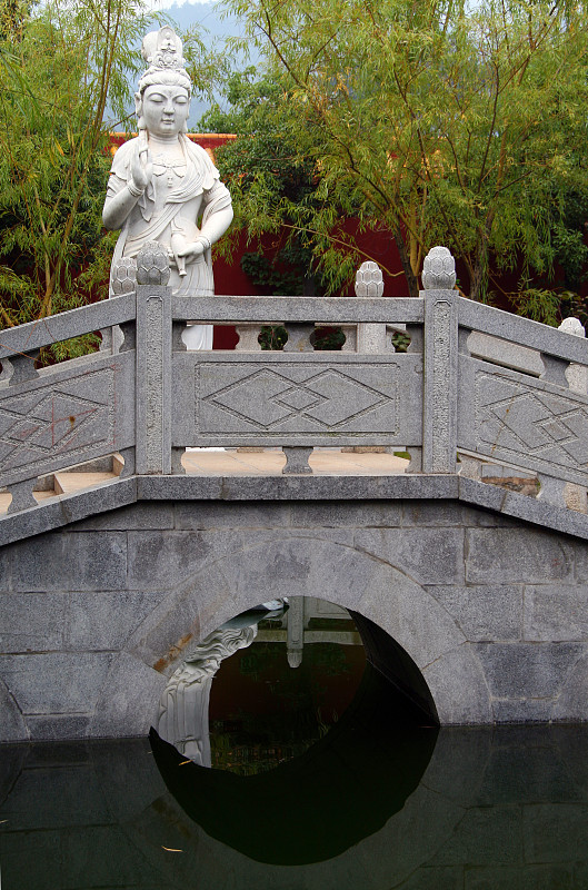 雕像,中国,桥式,掸邦,白色,大理石,寺庙,湖南省,衡山,威尼斯省