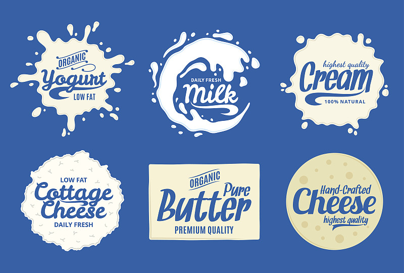 牛奶,酸奶,奶制品,奶油,标签,乳糖发酵,奶酪,酸奶油,白软干酪,水平画幅