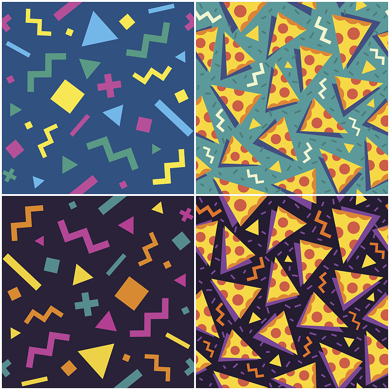 式样,1999,比萨饼,时髦的,1990年-1999年,复古风格,四方连续纹样,方形画幅,设计