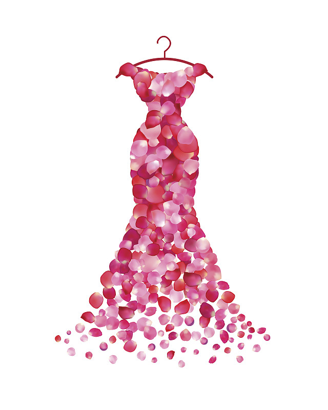连衣裙,图标,粉色,矢量,玫瑰花瓣,衣架,悬挂的,裁缝,玫瑰,华贵