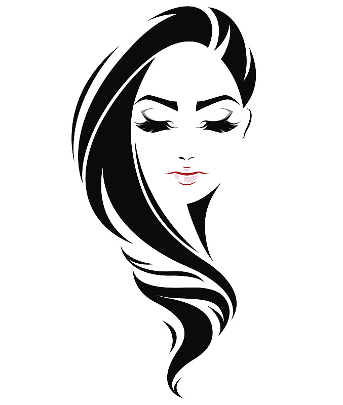 人的脸部,长发,女人,品牌名称,图标,发型,发型屋,理发店,黑发,垂直画幅