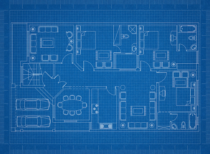 蓝图,计划书,公寓,浴室,地板,厨房,技术,现代,工程,建筑业