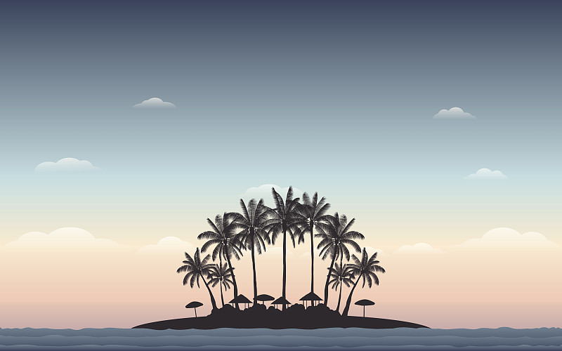 棕榈树,天空,海滩,普吉岛,太平洋岛屿,沙滩派对,夏威夷,水,美,留白