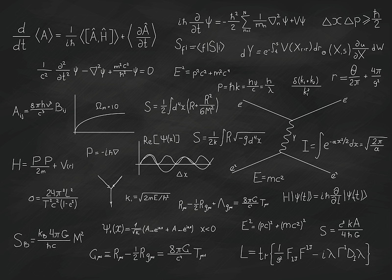 公式,黑板,量子计算,量子力学,质能方程式,数学符号,数学,顺序系列,物理学,粉笔
