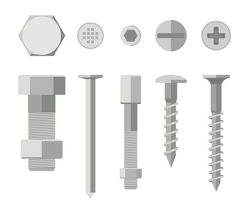 螺丝,螺钉,固定齿轮,铆钉,螺母,工具箱,钉子,金属,金属质感,水平画幅