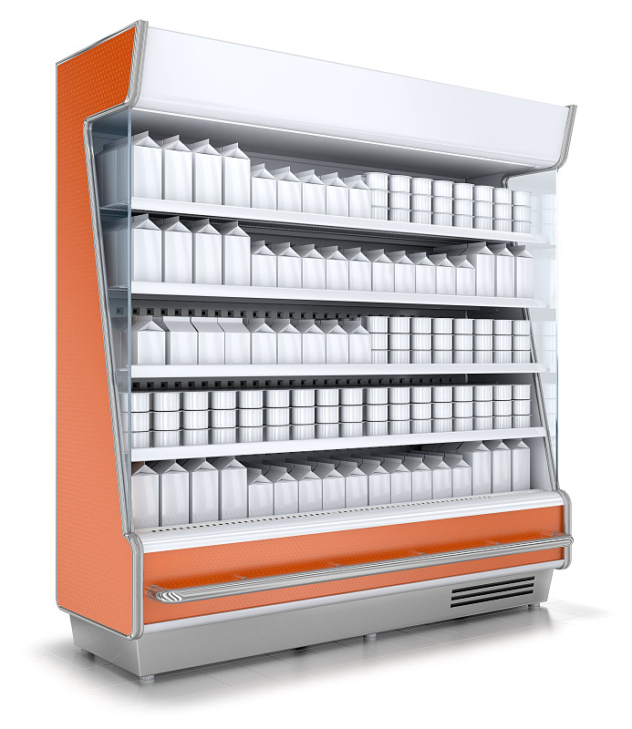 冷藏货架,商品,陈列柜,空白的,冰箱,超级市场,冰柜,垂直画幅,无人,绘画插图