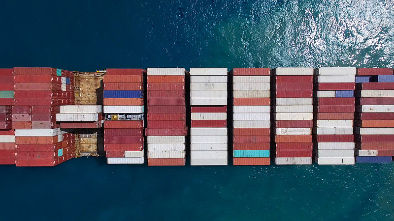 货船,航拍视角,海洋,巨大的,图像,货物集装箱,船,容器,锚,商用码头