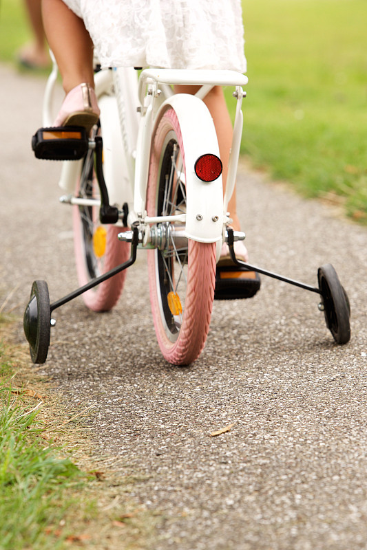 骑自行车,公园,女孩,稳定器,车架,自行车,车轮,健身器材,安全的,平衡