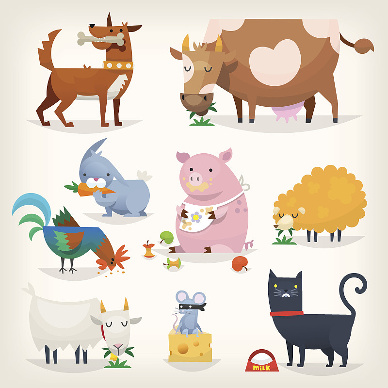 动物,家禽,饲养员,牛铃,山羊,尾巴,猪,家牛,朝拜者,小公鸡