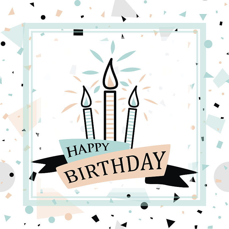 生日,贺卡,绘画插图,矢量,生日卡,周年纪念卡,生日蜡烛,礼物标签,派对帽,生日蛋糕