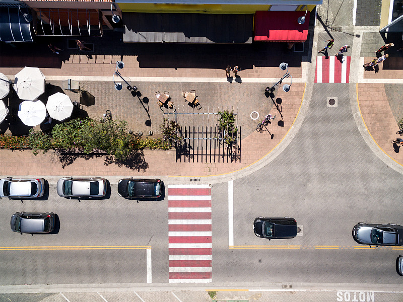 交通,街道,都市风景,顶部,从在汽车上的角度拍摄,人行横道,横越,人行道,十字路口,洛杉矶