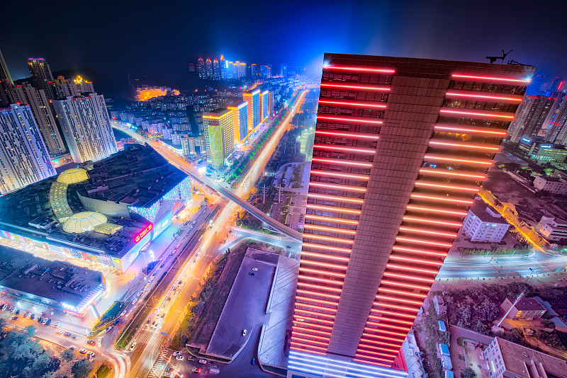 大连,夜晚,都市风景,夜生活,建筑外部,照明设备,图像,无人,户外,水平画幅