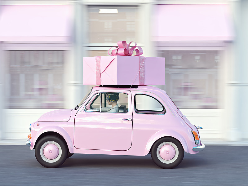 三维图形,粉色,购物狂,汽车,美,女人,幸福,水平画幅,城市,市区路