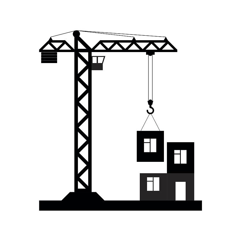 起重机,建筑业,矢量,图标,jib,滑车,电梯,提举,建筑设备,绘画插图