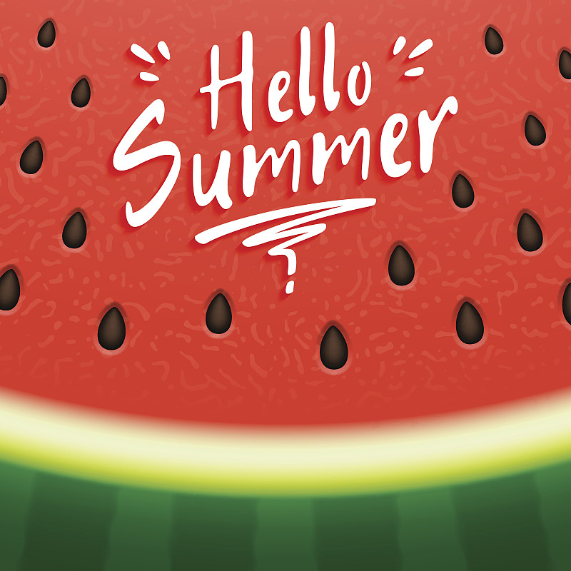 西瓜,背景,夏天,你好,果皮,欢迎标志,大暑,可爱的,贺卡,清新
