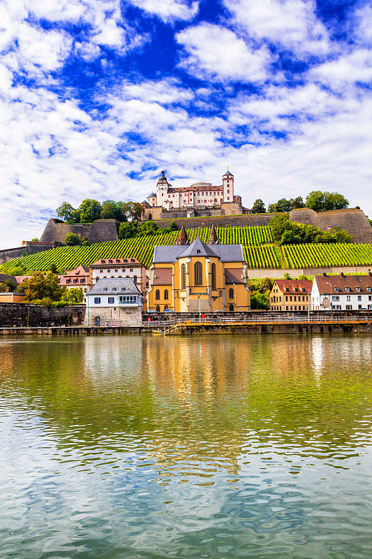伍茨堡,巴伐利亚,德国,城镇,中世纪时代,美茵河,弗兰克尼,城墙,图画书,垂直画幅