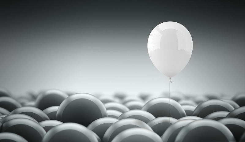 与众不同,个性,品质,多样,想法,群众,领导能力,水平画幅,提举,气球