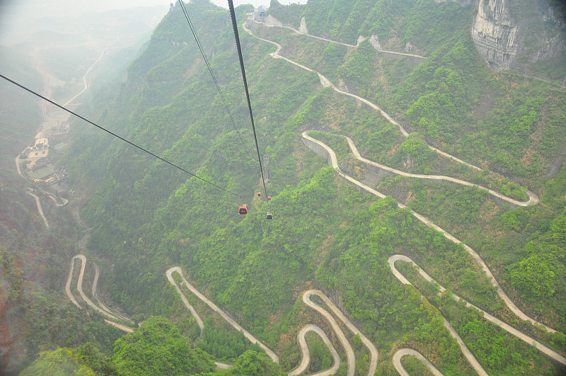 张家界,山脉,风景,缆车,天山山脉,马德里省,湖南省,长的,自然公园,电缆