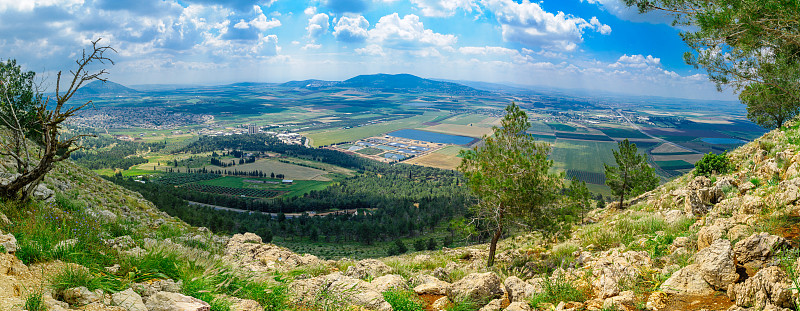 山谷,谷边,山,地形,看风景,加里肋亚,拿撒勒,以色列,顶部,腰部以下