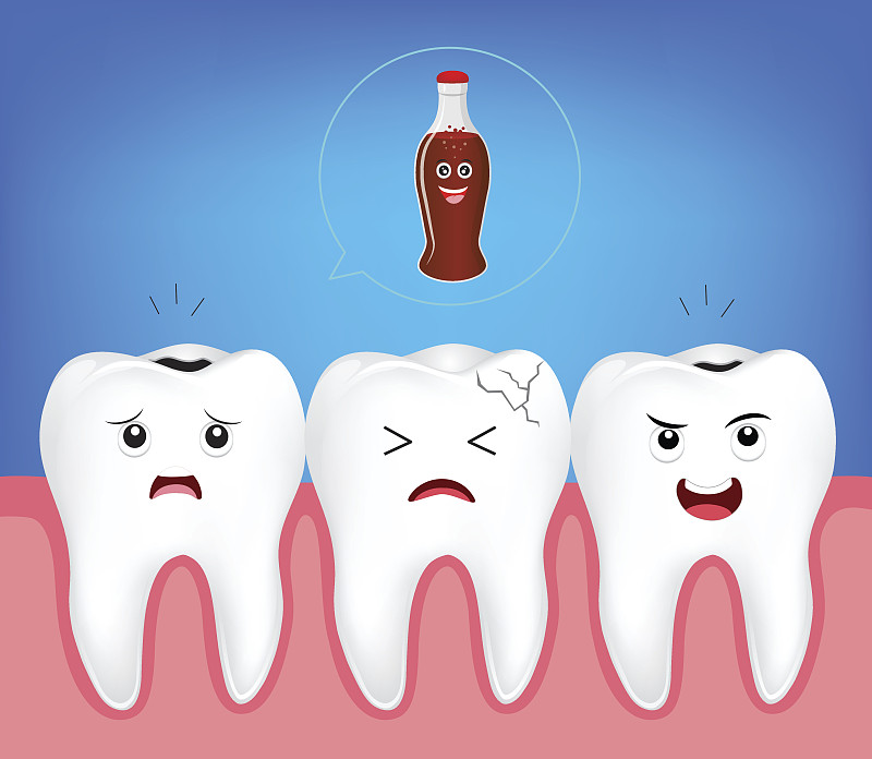 人的牙齿,问题,柔和,饮料,龋齿,苏打水瓶,损坏的,牙齿,苏打,口腔卫生